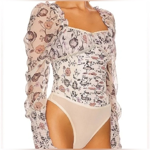 Free People Brunch Date Floral Print Bodysuit Size XS - Picture 2 of 4